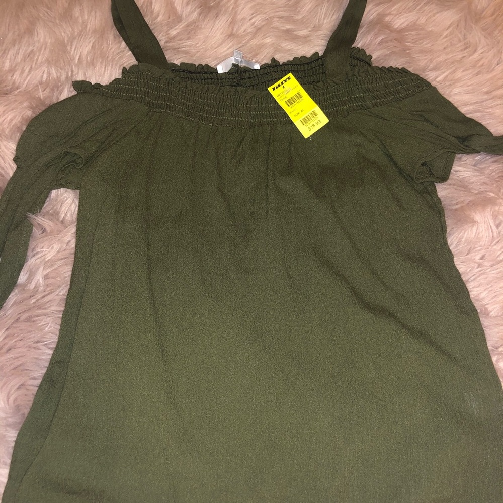 olive off the shoulder top